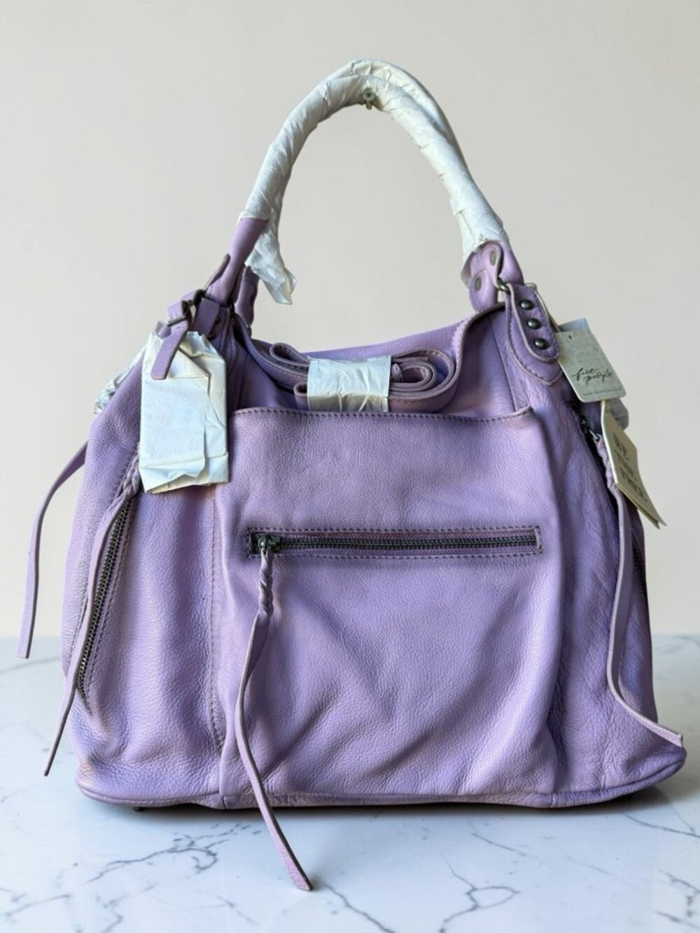 Free People We The Free Emerson Tote Bag Lilac Leather NWT